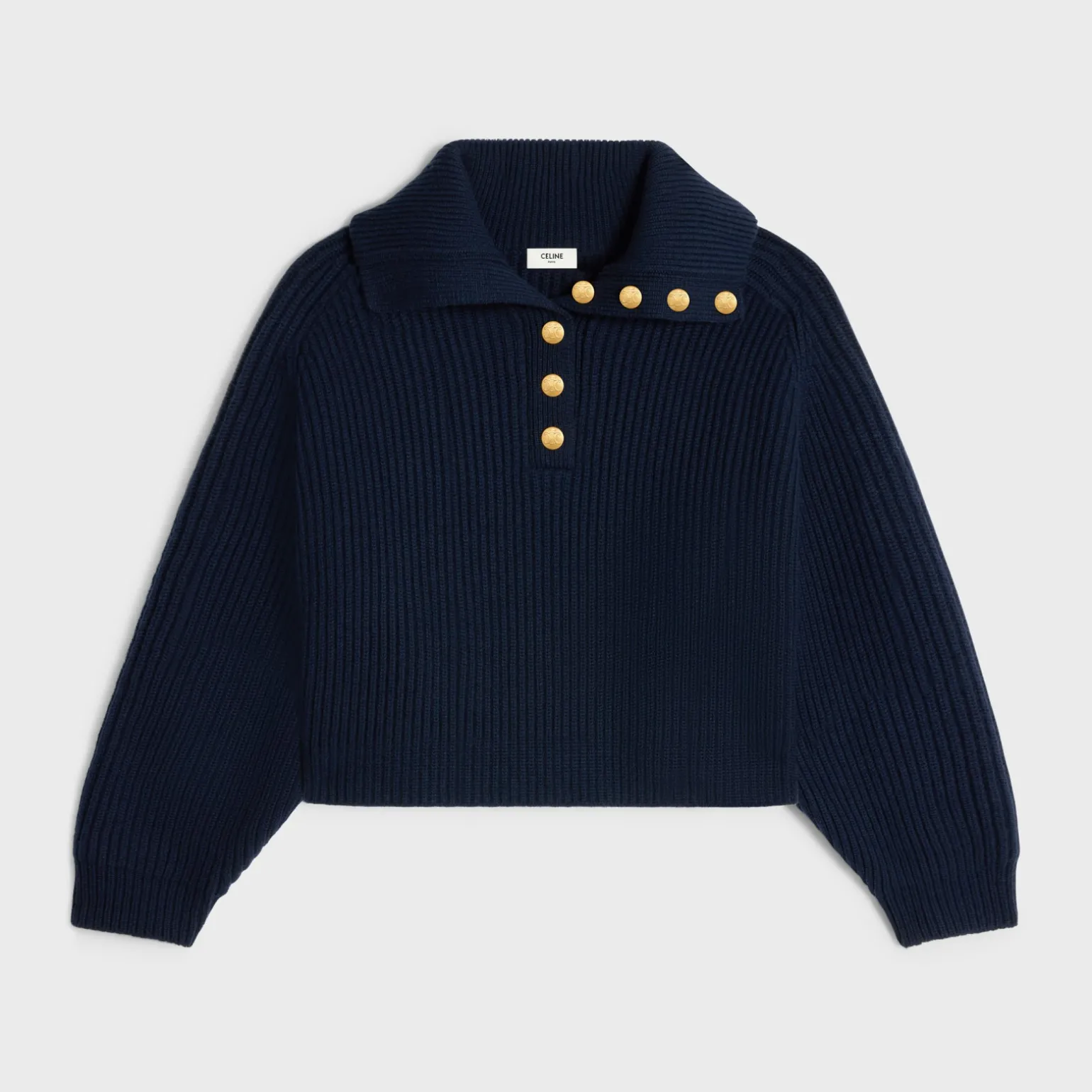 vareuse sweater in ribbed wool and cashmere