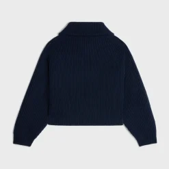 vareuse sweater in ribbed wool and cashmere