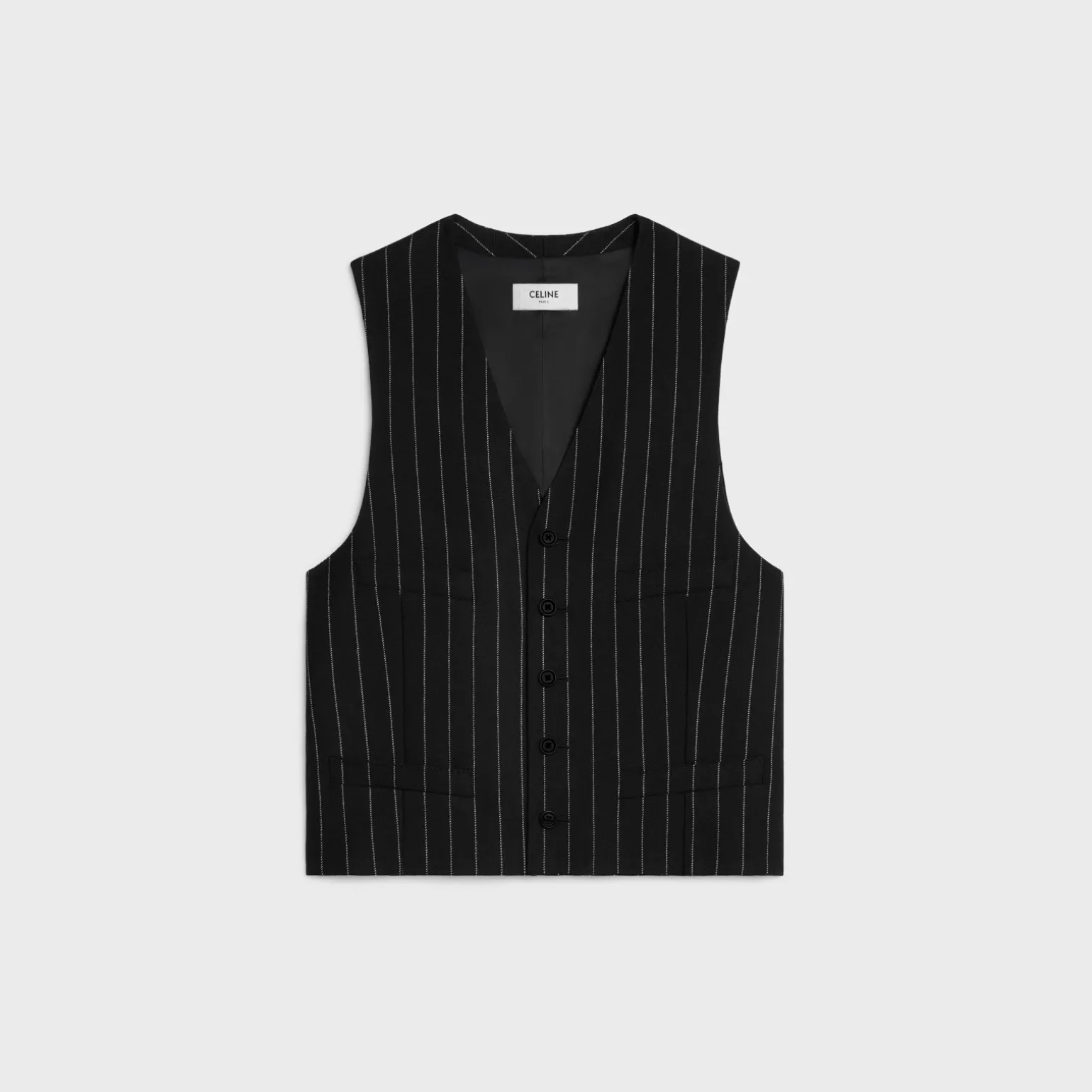 vest in wide pinstripe virgin wool