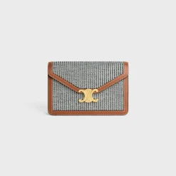 WALLET ON CHAIN MARGO in STRIPED TEXTILE AND CALFSKIN