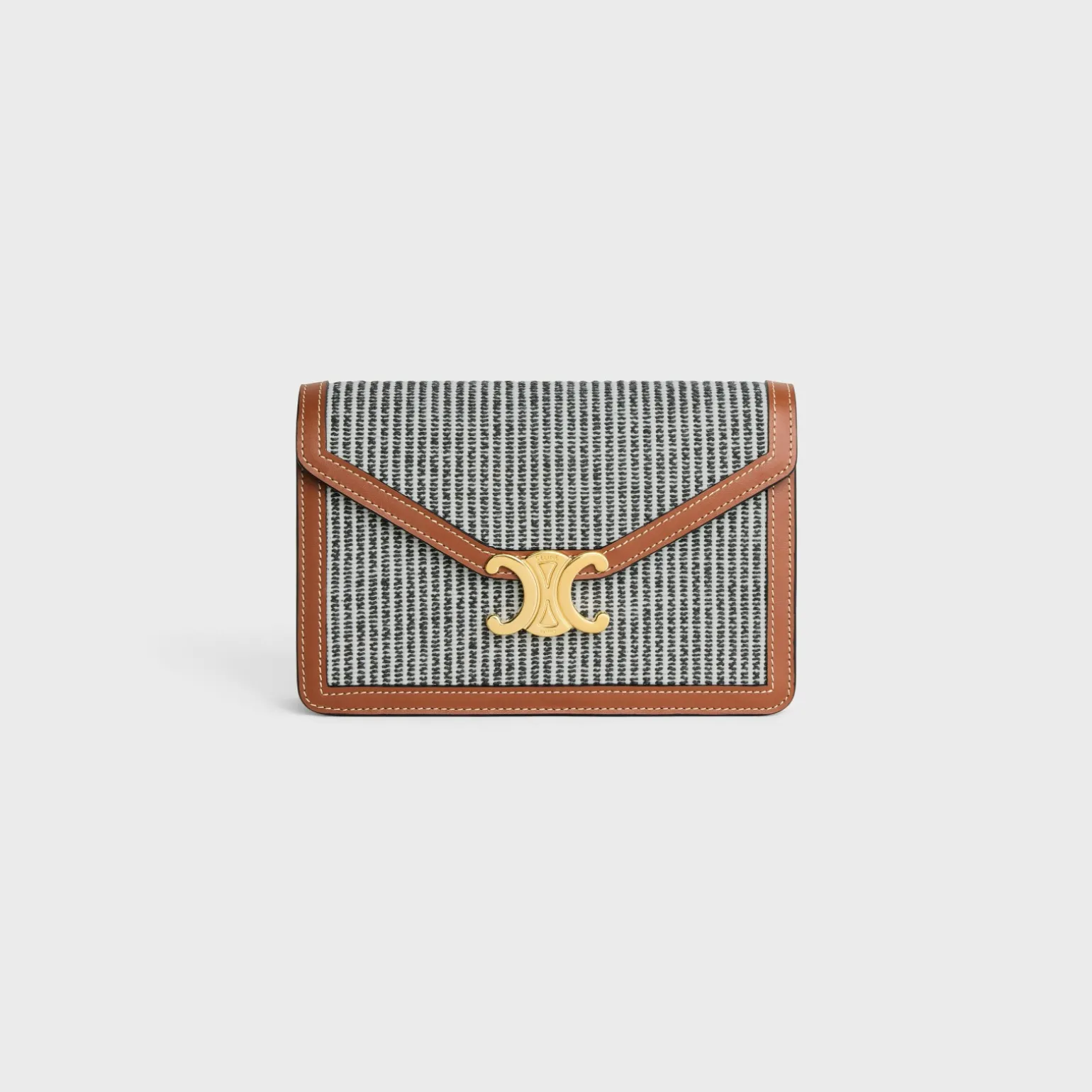 WALLET ON CHAIN MARGO in STRIPED TEXTILE AND CALFSKIN