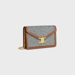 WALLET ON CHAIN MARGO in STRIPED TEXTILE AND CALFSKIN