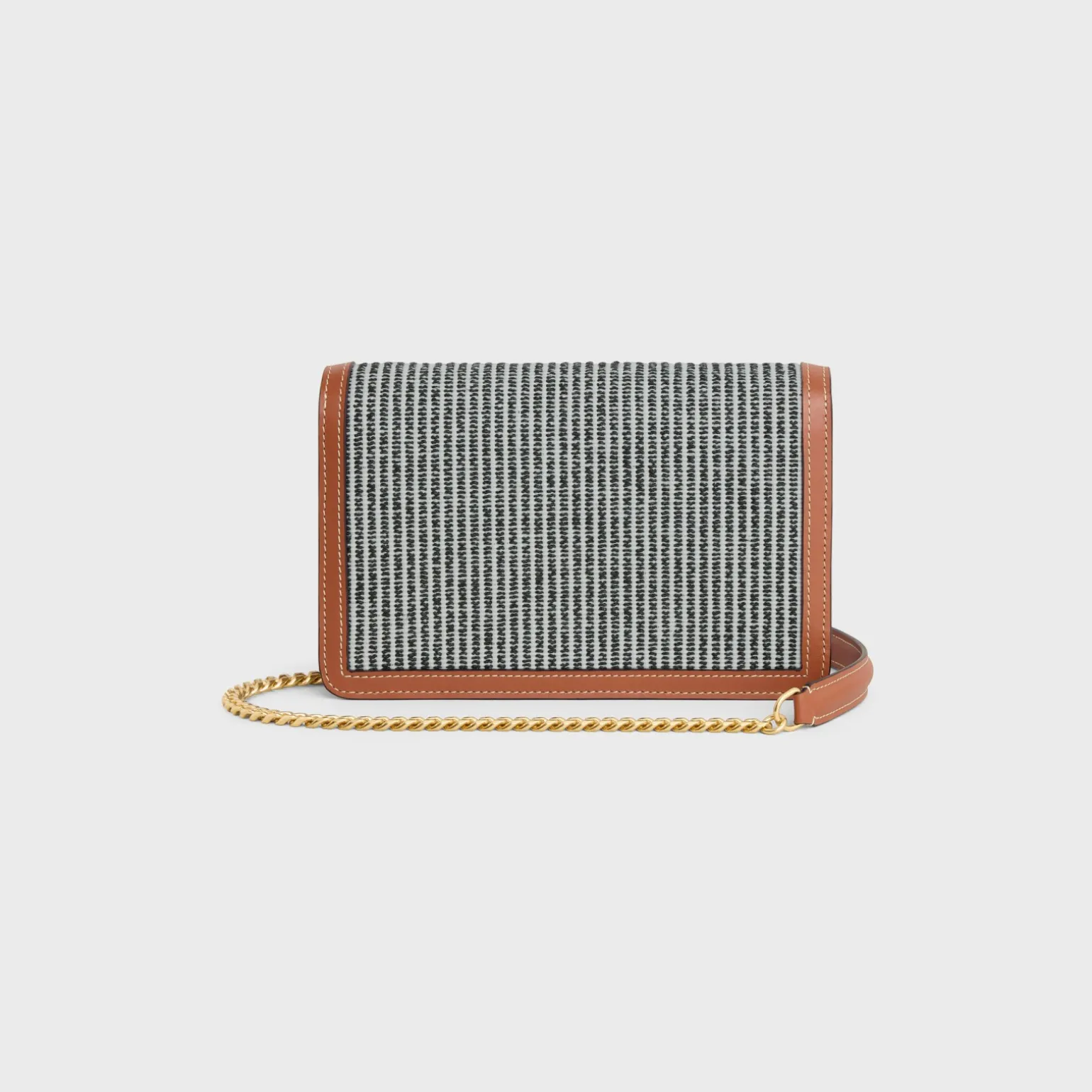 WALLET ON CHAIN MARGO in STRIPED TEXTILE AND CALFSKIN