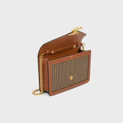 WALLET ON CHAIN MARGO in PIED DE POULE TEXTILE AND CALFSKIN