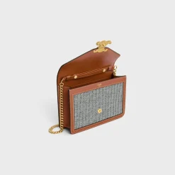 WALLET ON CHAIN MARGO in STRIPED TEXTILE AND CALFSKIN