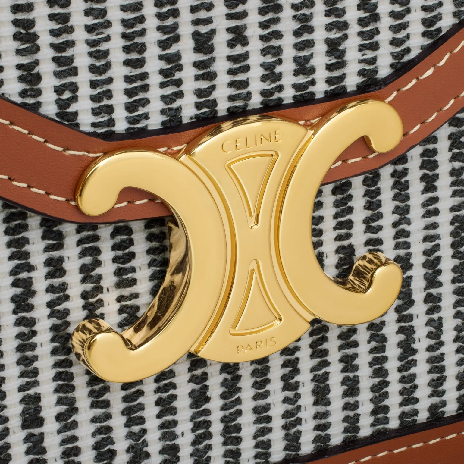 WALLET ON CHAIN MARGO in STRIPED TEXTILE AND CALFSKIN