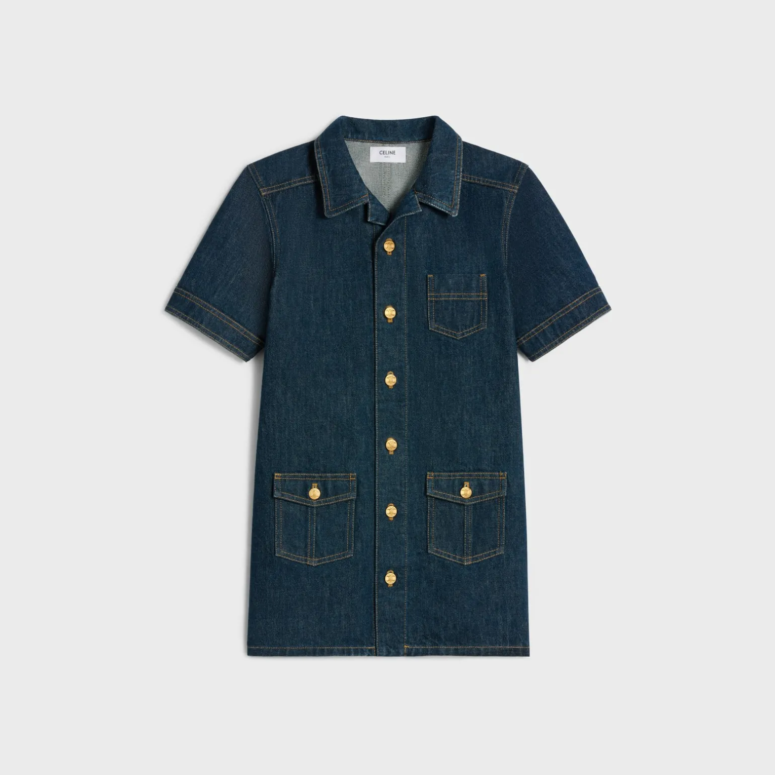 workwear mini dress in rinsed wash denim