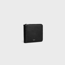 ZIPPED BI-FOLD WALLET Essentials Grained Calfskin BLACK