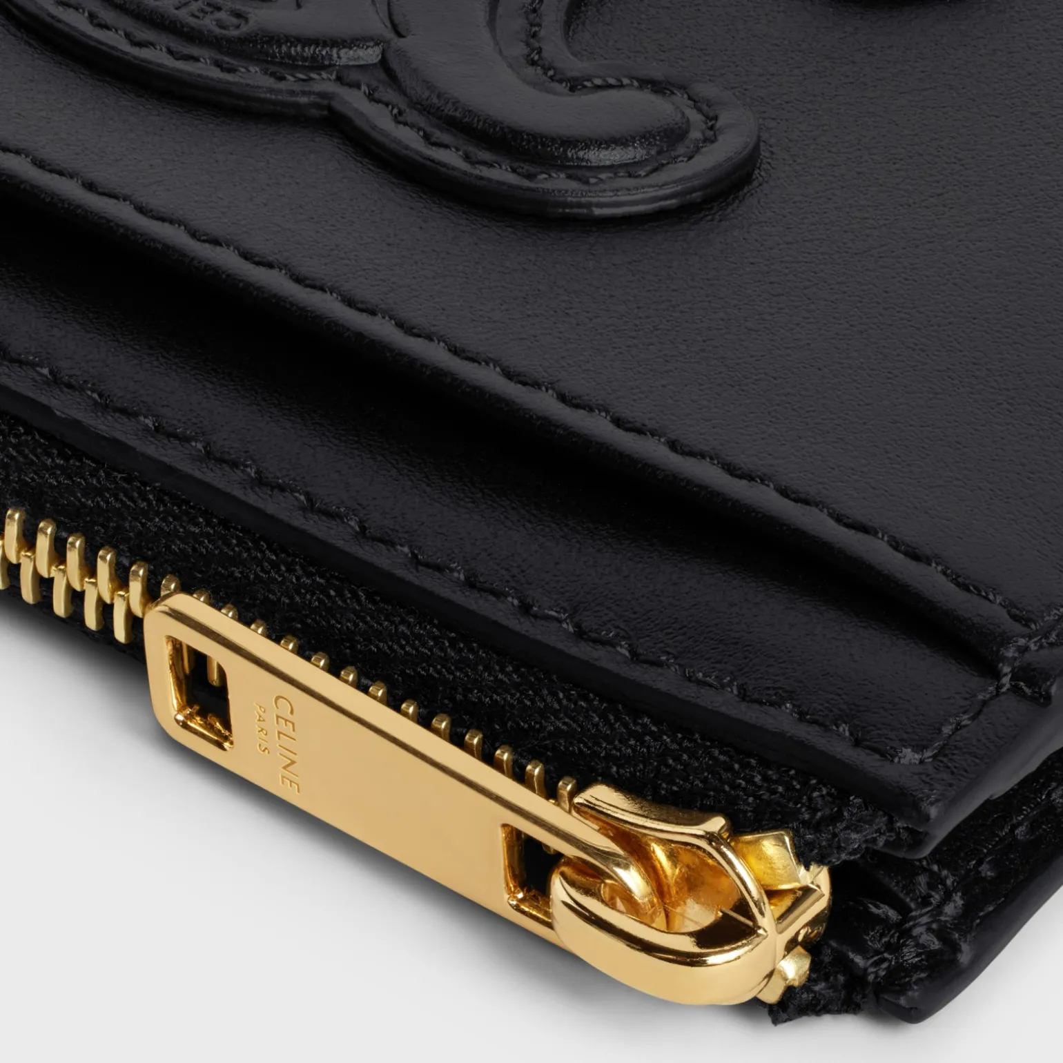 ZIPPED CARD HOLDER CUIR TRIOMPHE IN SHINY CALFSKIN