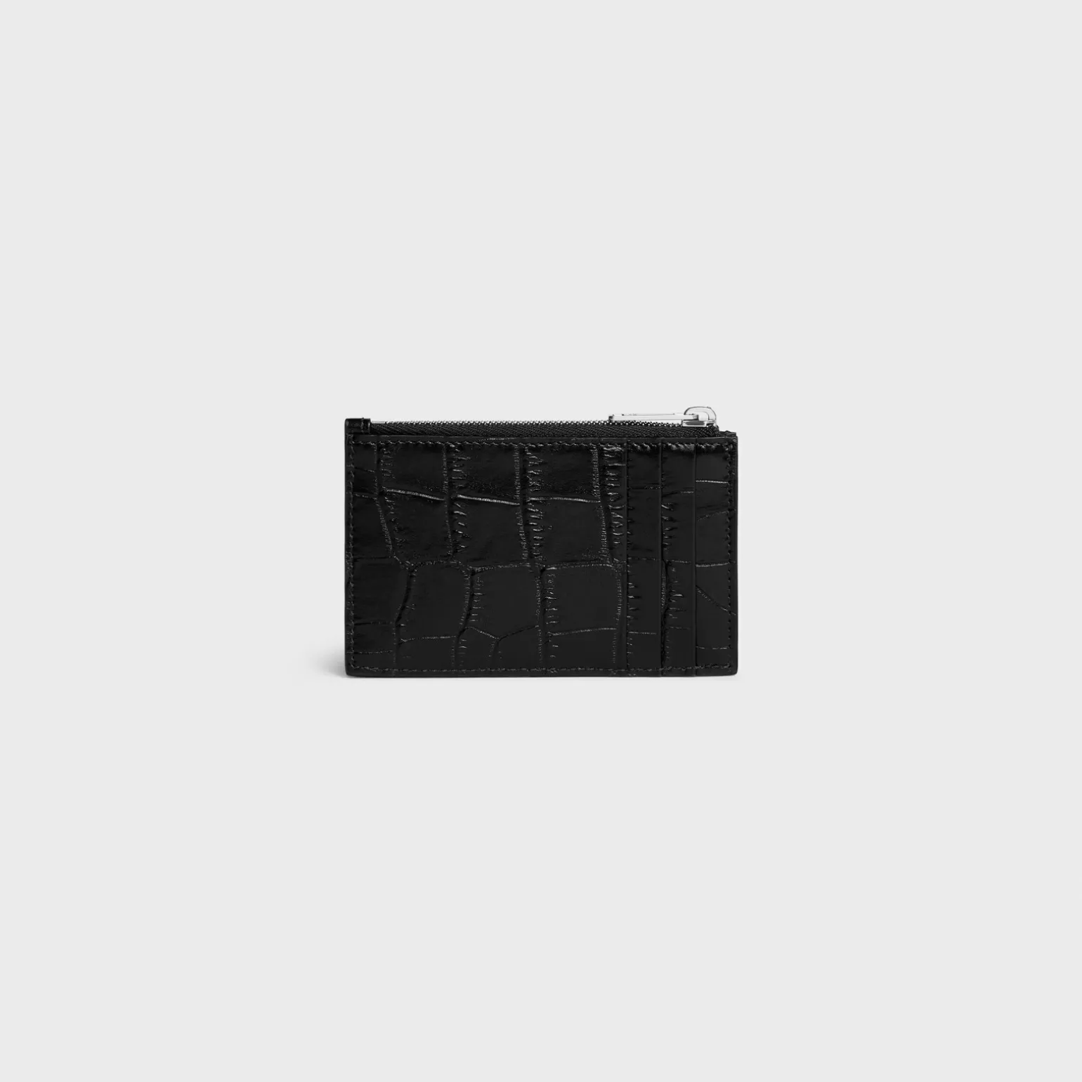 Zipped Card Holder in Crocodile Embossed Calfskin