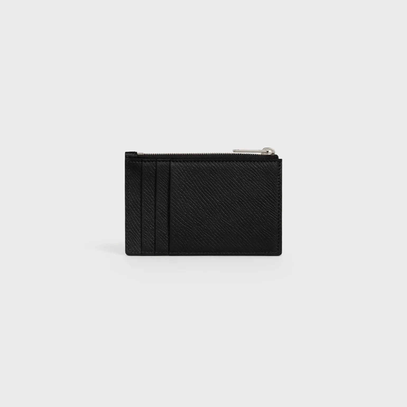 Zipped Card Holder in Grained Calfskin