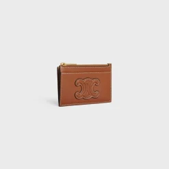 Zipped Card Holder in smooth lambskin