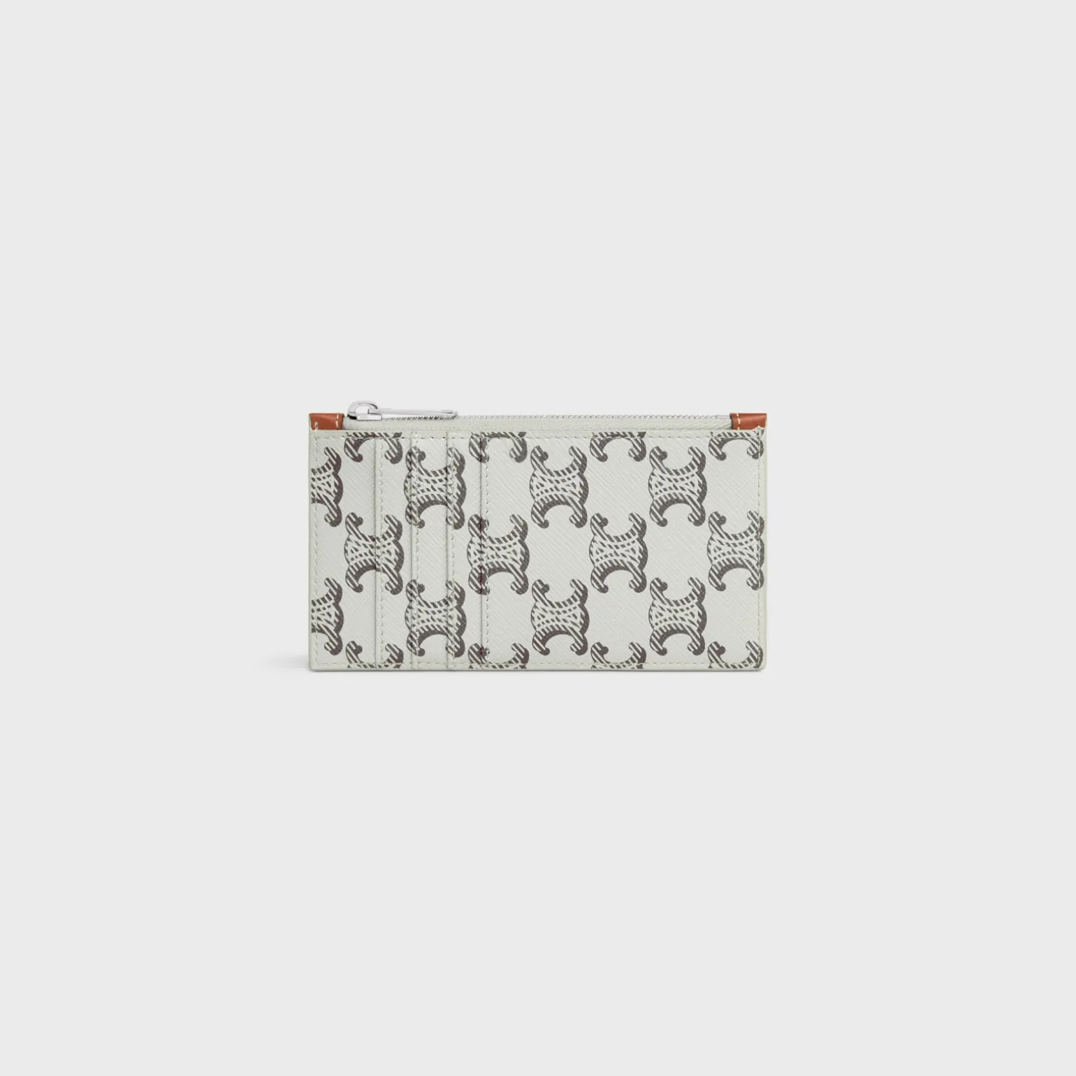Zipped card holder in Triomphe canvas AND calfskin