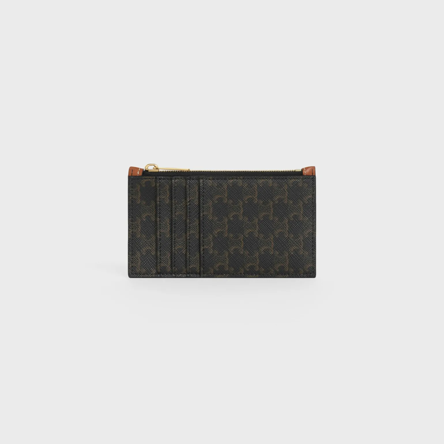 Zipped card holder in Triomphe Canvas and Lambskin