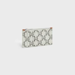 Zipped card holder in Triomphe canvas AND calfskin