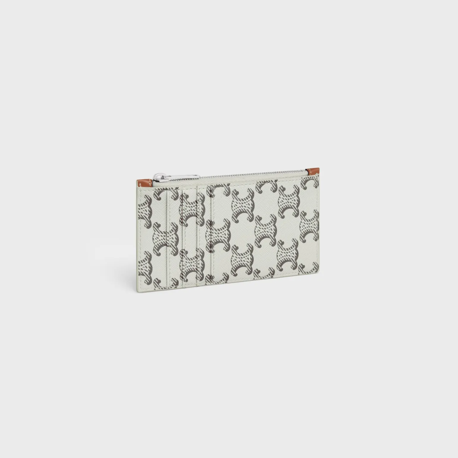 Zipped card holder in Triomphe canvas AND calfskin