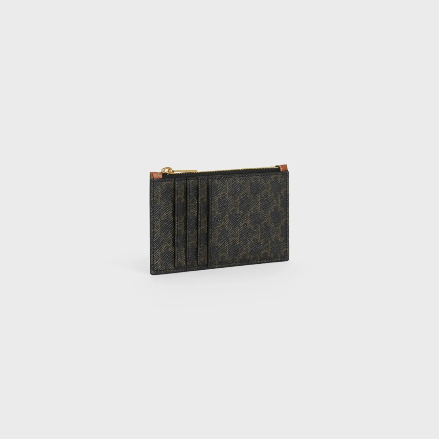 Zipped card holder in Triomphe Canvas and Lambskin