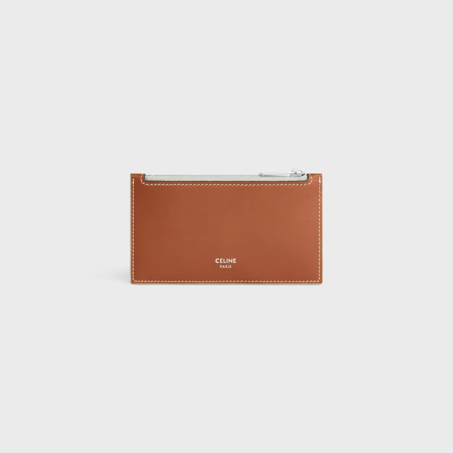 Zipped card holder in Triomphe canvas AND calfskin