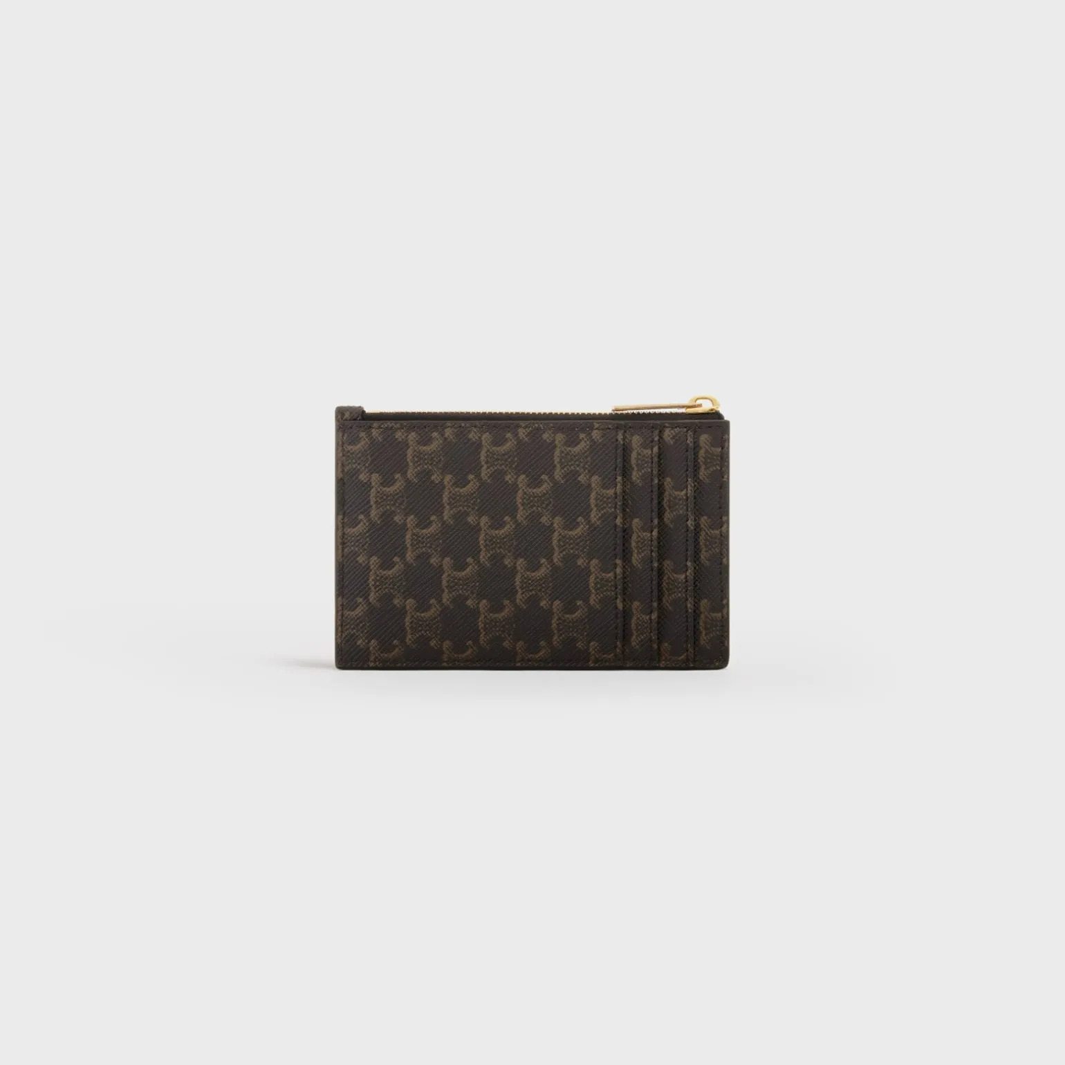 Zipped Card Holder in Triomphe Canvas and Lambskin