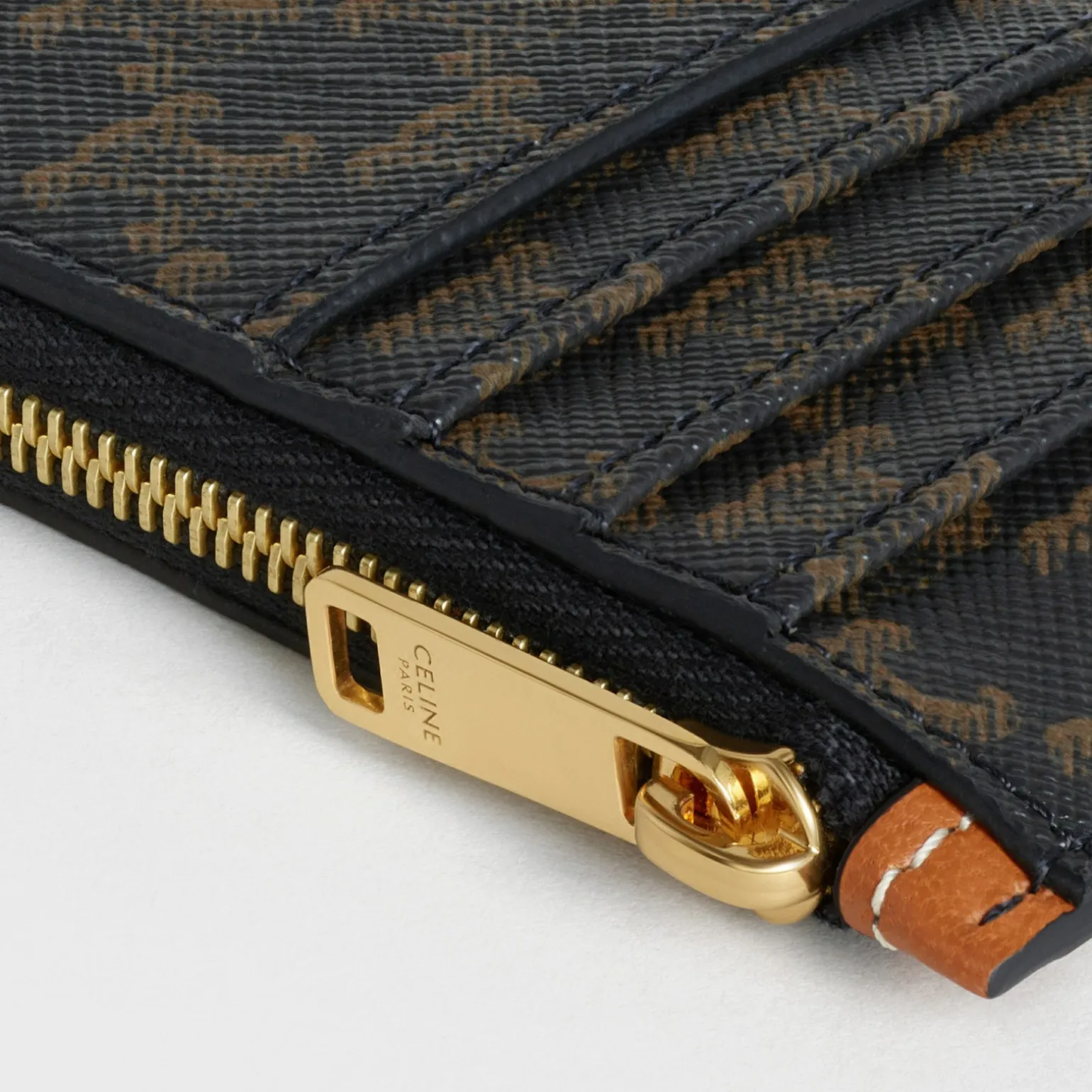 Zipped card holder in Triomphe Canvas and Lambskin