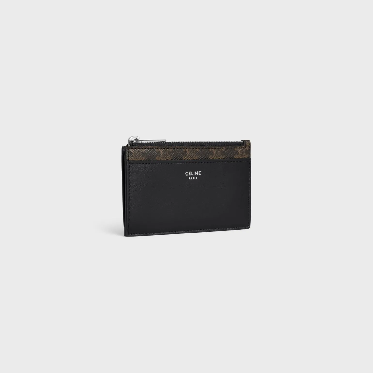 Zipped Card Holder Triomphe Canvas & Lambskin BLACK