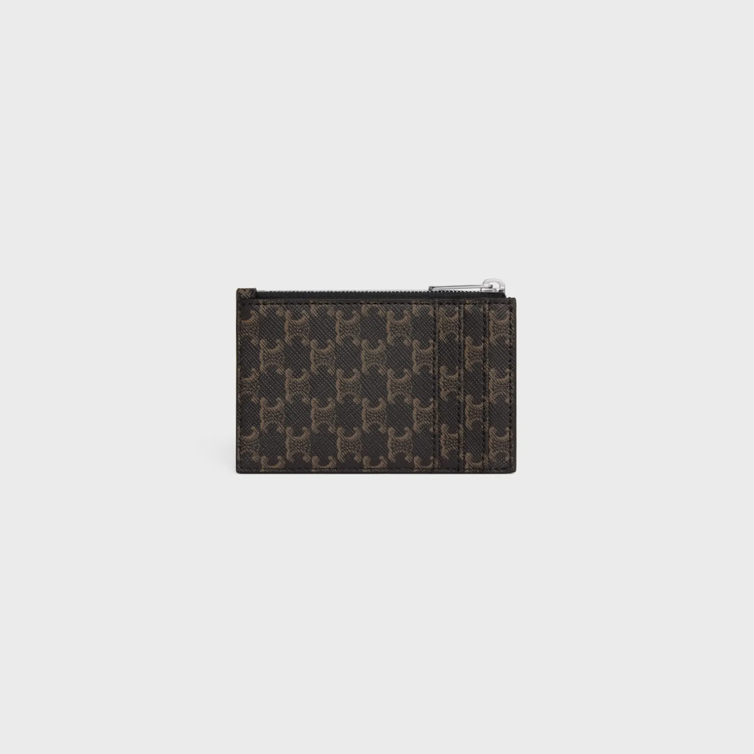 Zipped Card Holder Triomphe Canvas & Lambskin BLACK
