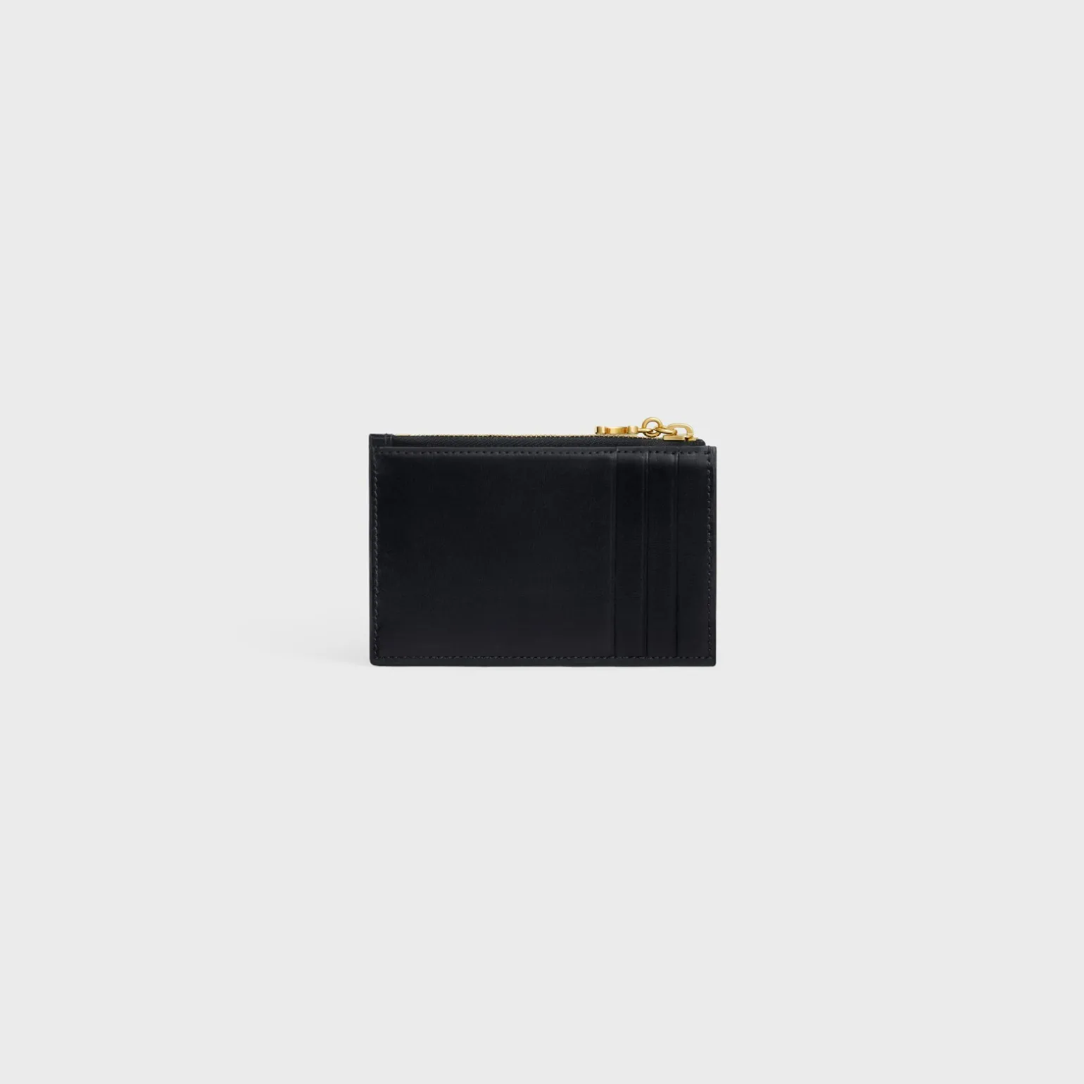 ZIPPED CARD HOLDER TRIOMPHE CHARMS in SHINY CALFSKIN