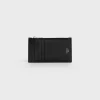 Zipped compact card holder in Grained calfskin