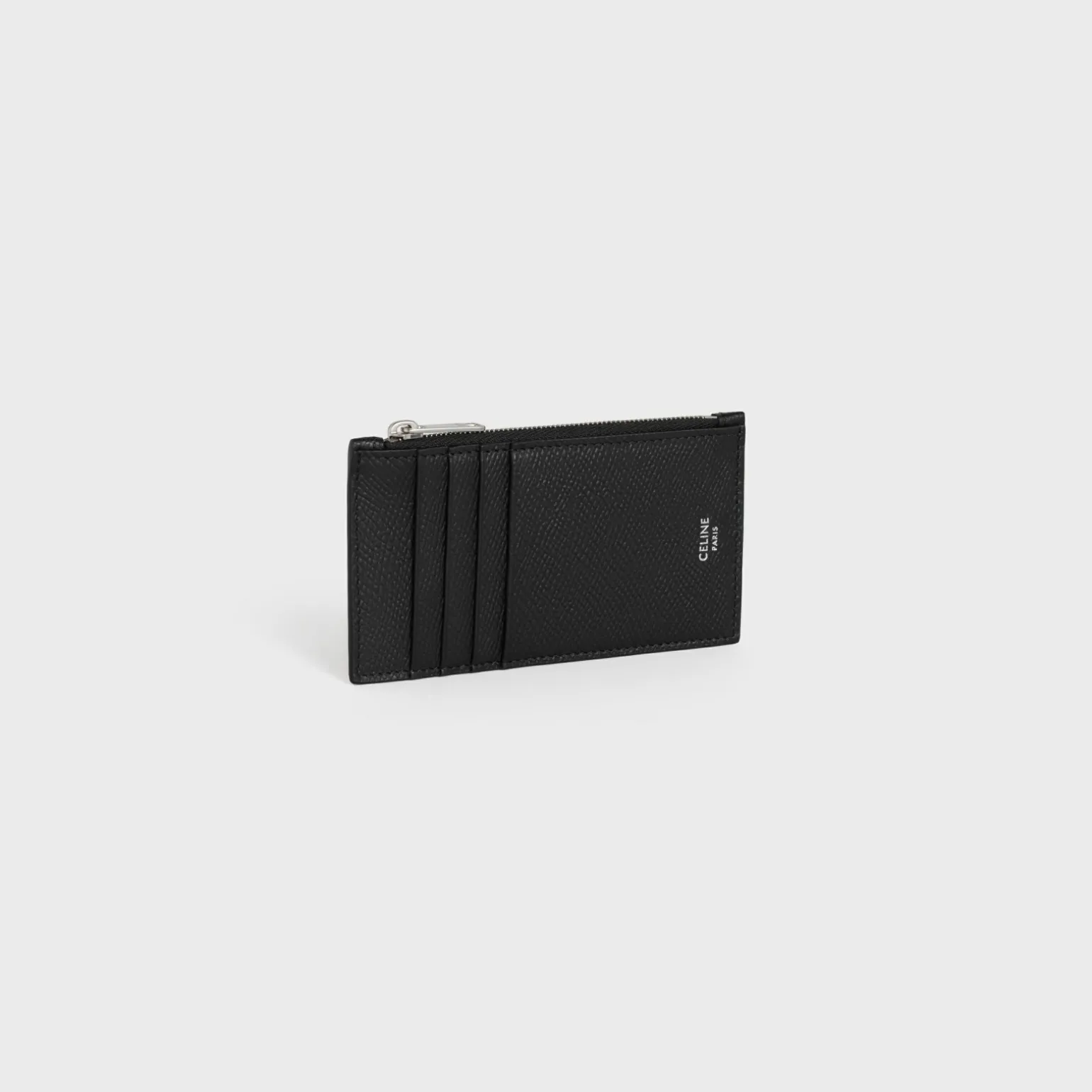 Zipped compact card holder in Grained calfskin