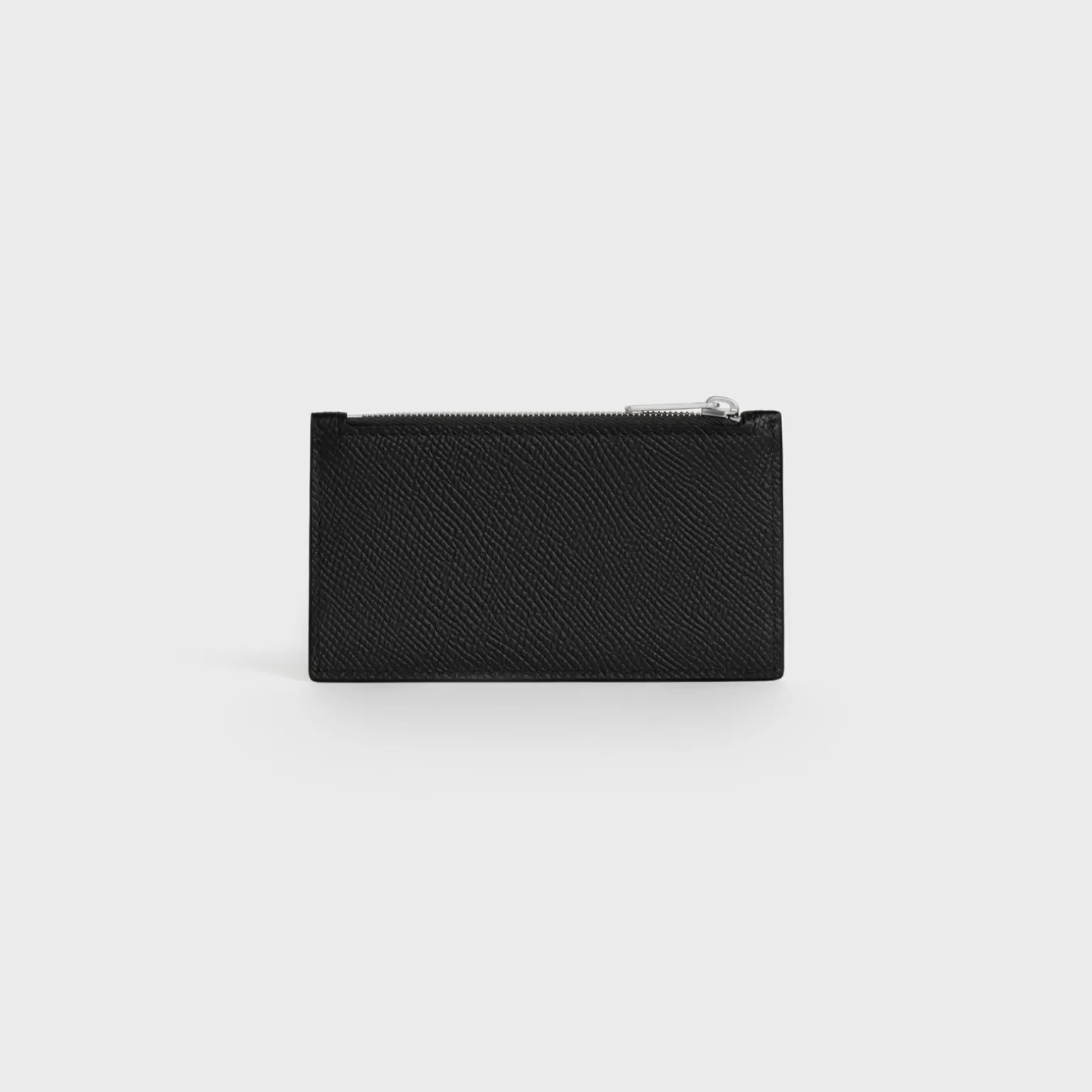 Zipped compact card holder in Grained calfskin