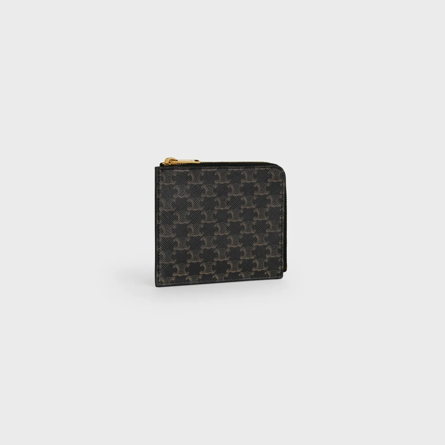 Zipped Purse with removable card holder in Triomphe Canvas and Lambskin