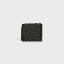 Zipped Purse with removable card holder in Triomphe Canvas and Lambskin
